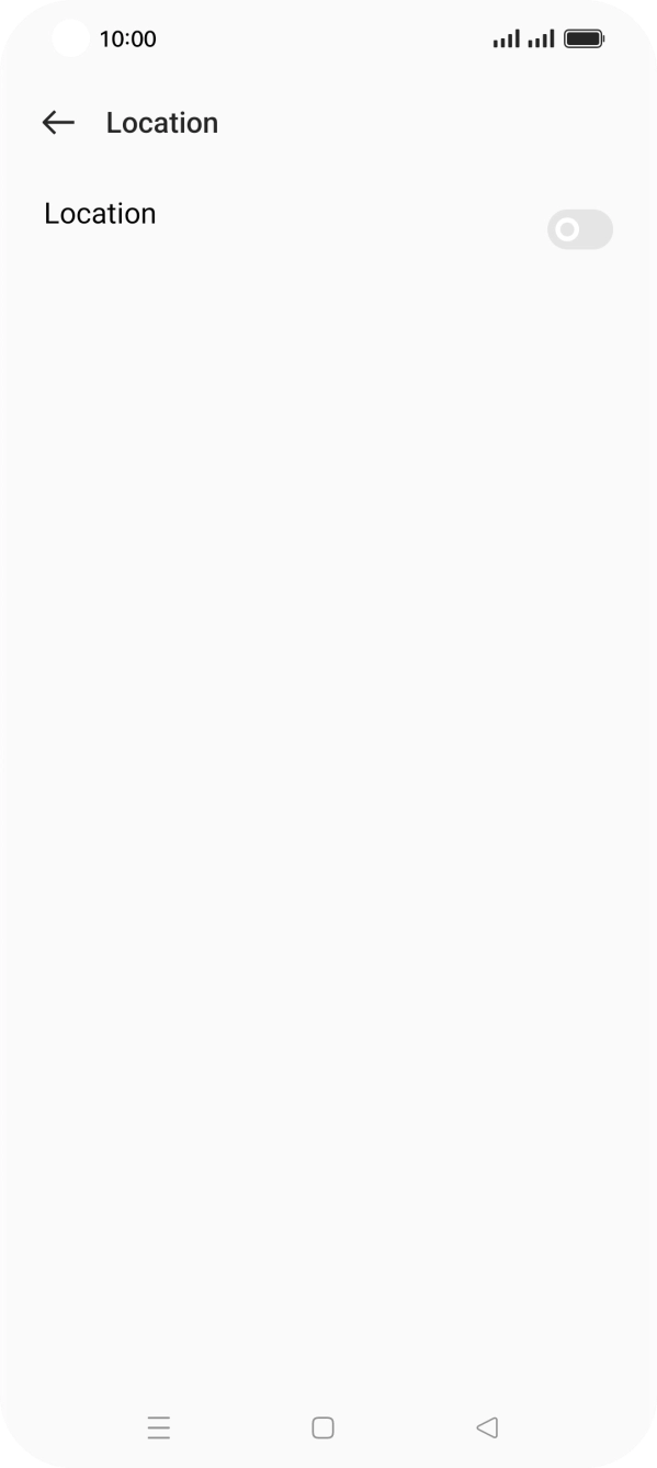 Press the indicator next to 'Location' to turn the function on or off. Press the indicator next to 'Location' to turn the function on or off.