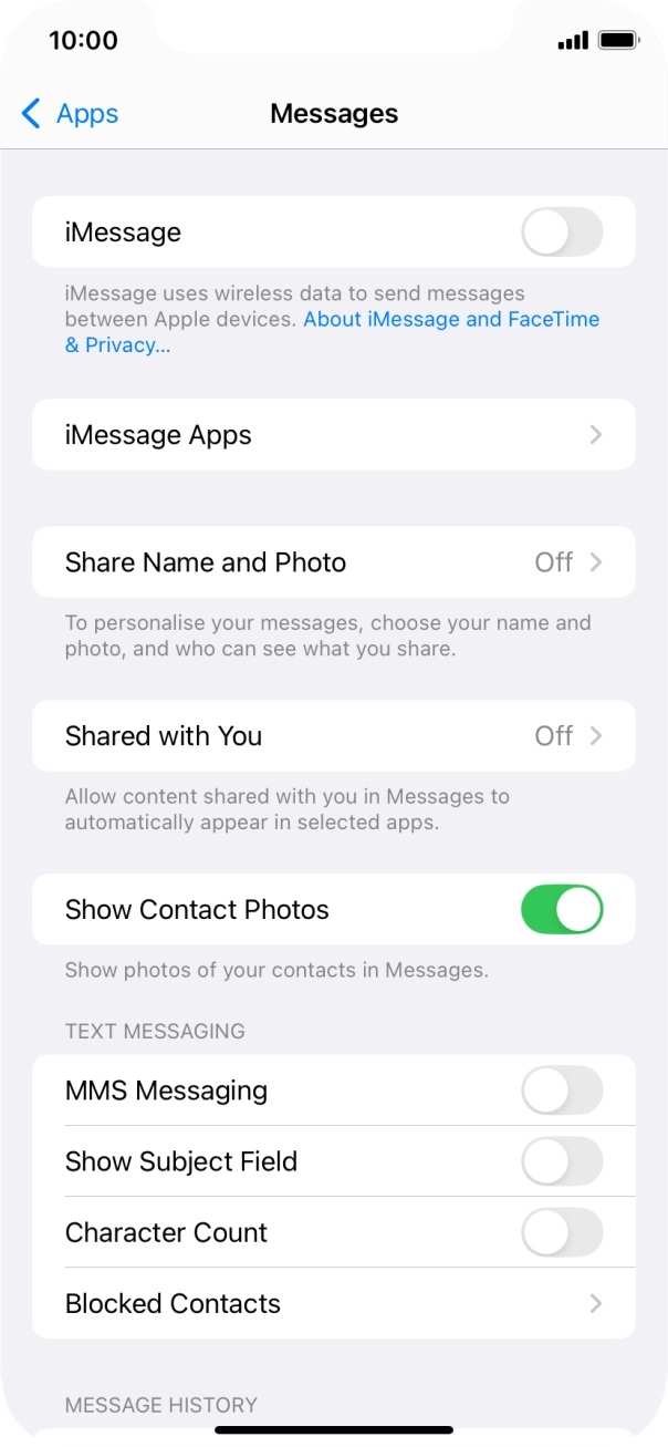 Press the indicator next to 'iMessage' to turn on the function. Press the indicator next to 'iMessage' to turn on the function.