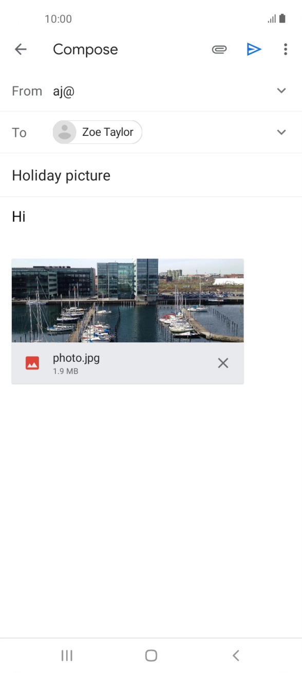 Press the send icon when you've finished your email.