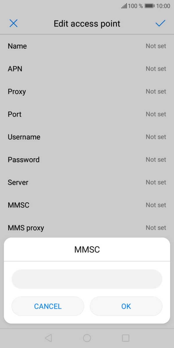 Key in http://mmsc.mms.o2.co.uk:8002 and press OK.