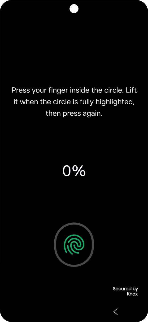 Follow the instructions on the screen to create the lock code using your fingerprint. Follow the instructions on the screen to create the lock code using your fingerprint.