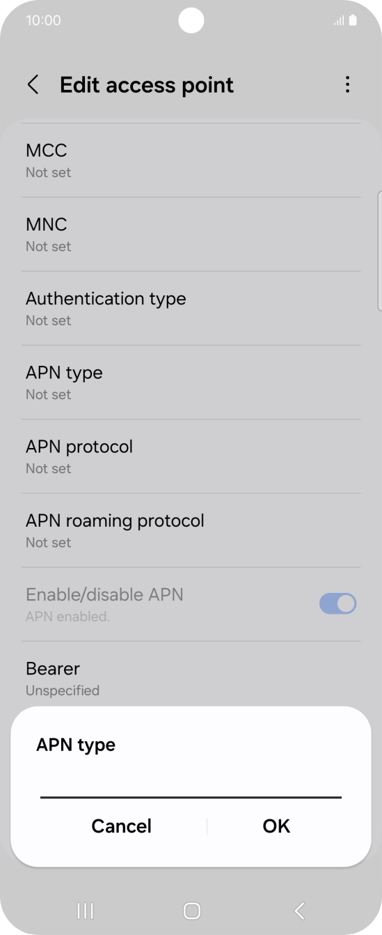 Key in default and press OK. Key in default and press OK.