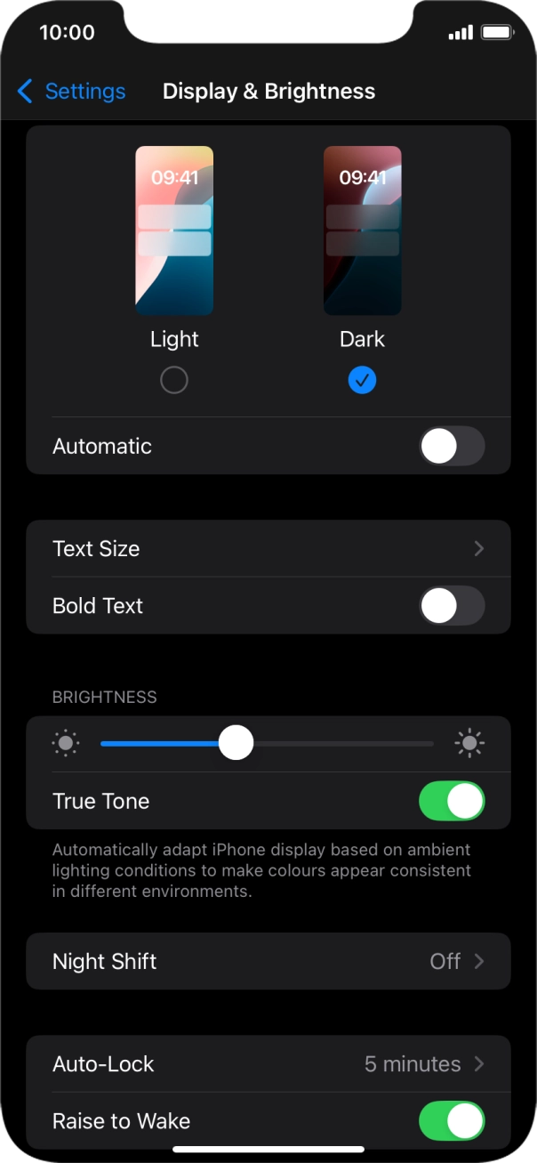 Press the indicator next to 'Automatic' to turn the function on or off. Press the indicator next to 'Automatic' to turn the function on or off.