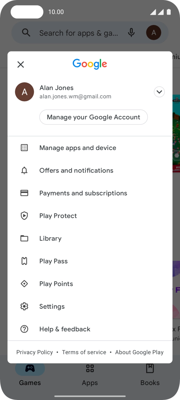 Press Manage apps and device.