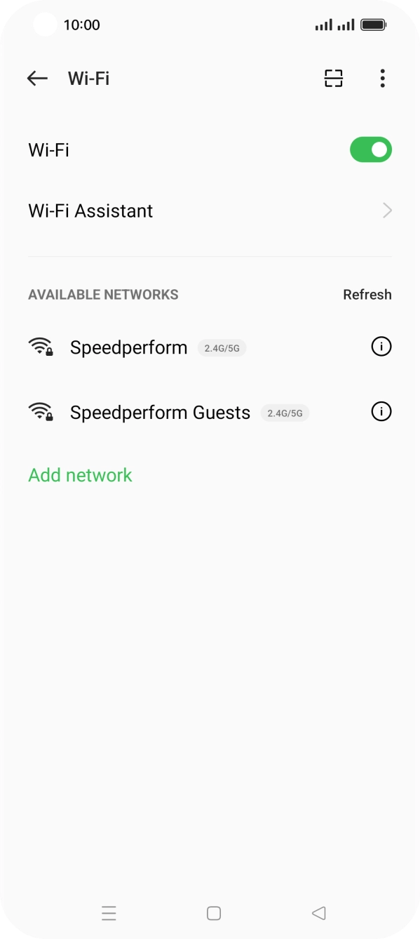 Press the required WiFi network. Press the required WiFi network.
