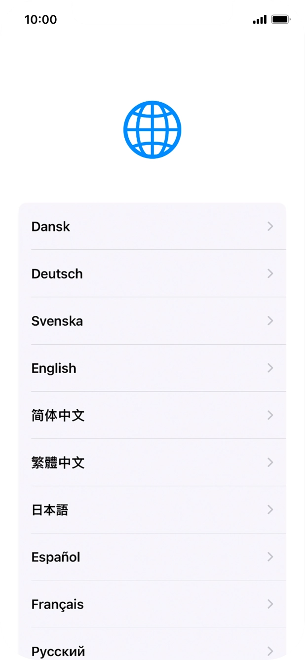 Press the required language. Press the required language.