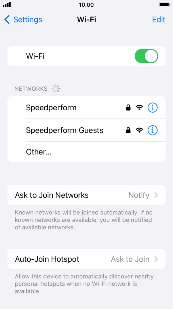 Press the required WiFi network and key in the password for the WiFi network.