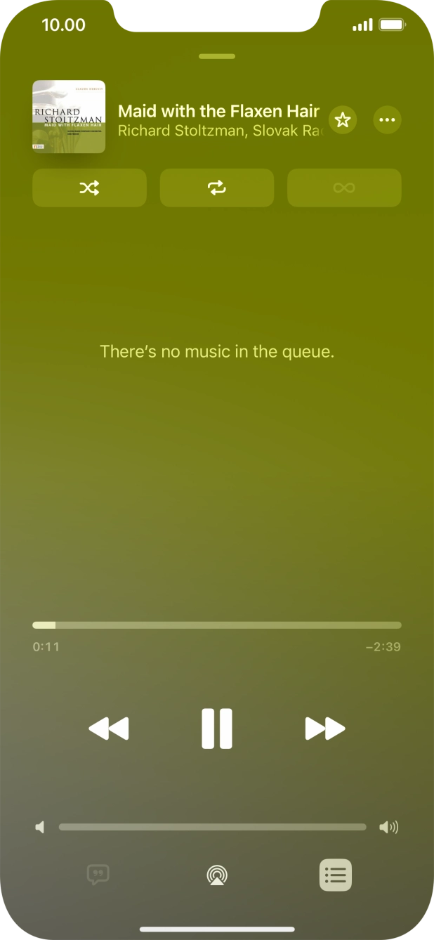 Press the shuffle icon to turn the function on or off. Press the shuffle icon to turn the function on or off.
