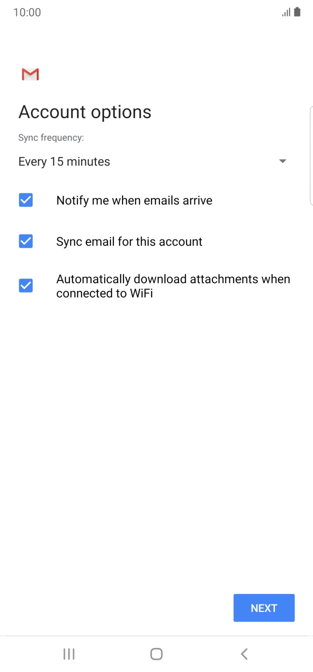 If this screen is displayed, you email account has been recognised and set up automatically. Follow the instructions on the screen to key in more information and finish setting up your phone. If this screen is displayed, you email account has been recognised and set up automatically. Follow the instructions on the screen to key in more information and finish setting up your phone.