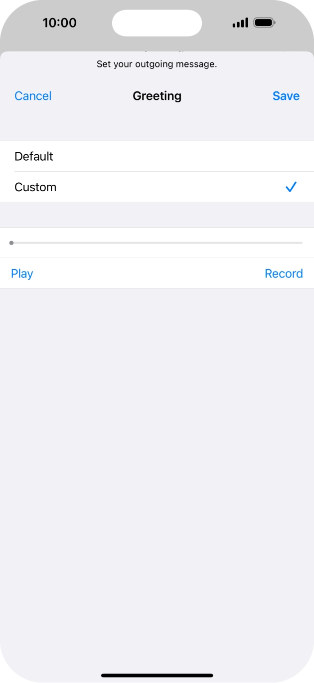 Press Play to play back your greeting.