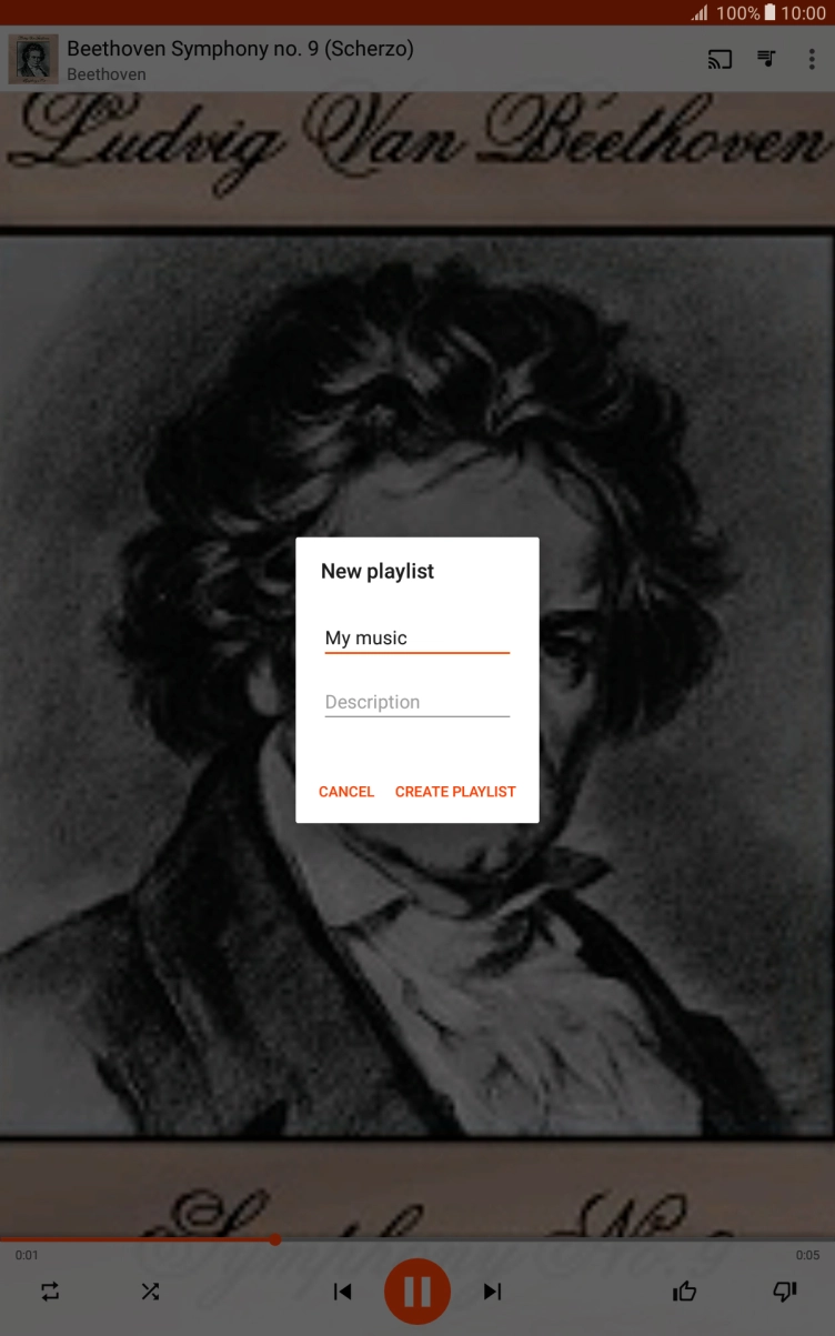 Key in a name for the playlist and press CREATE PLAYLIST.