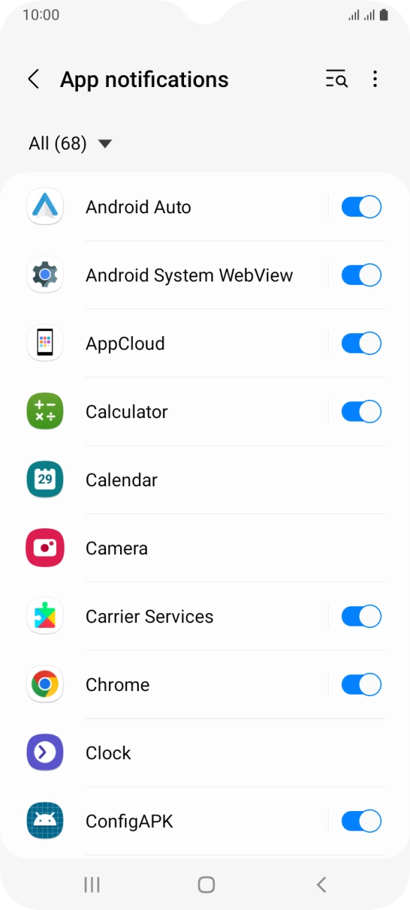 Press the indicators next to the required apps to turn the function on or off. Press the indicators next to the required apps to turn the function on or off.