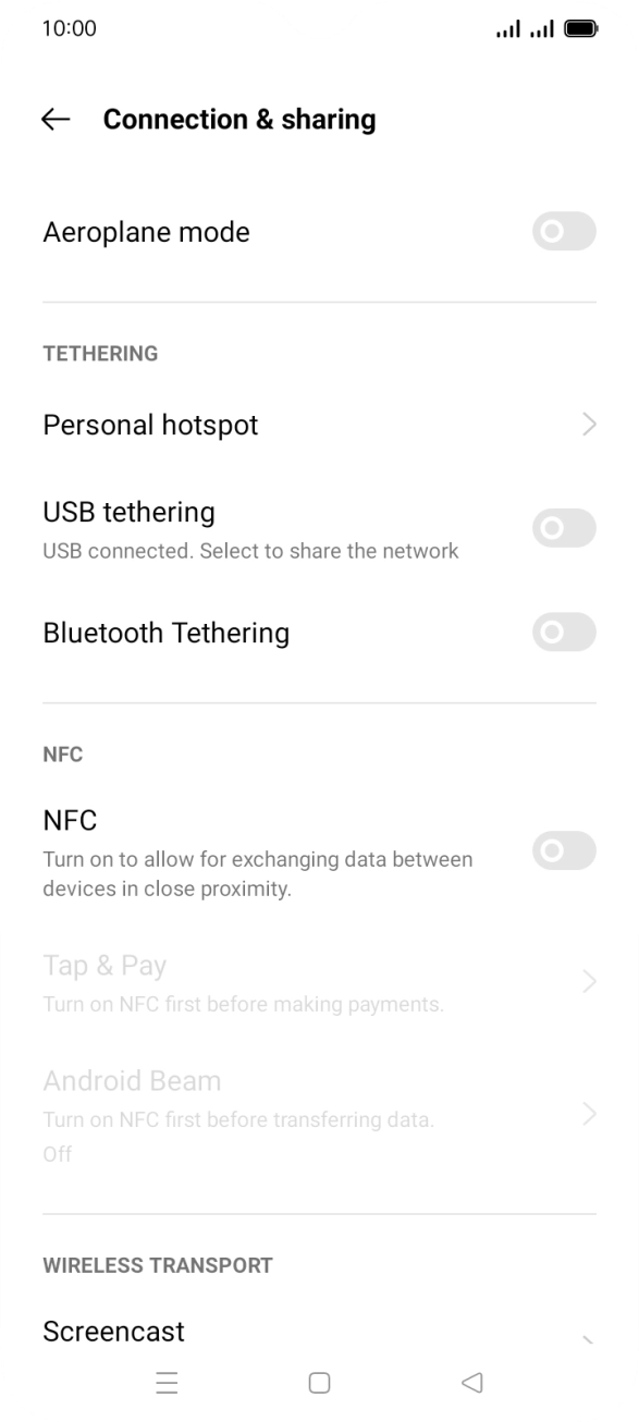 Press Personal hotspot.