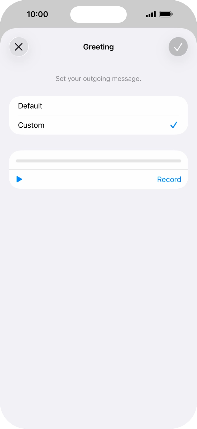 Press Record to start recording a personal greeting. Press Record to start recording a personal greeting.