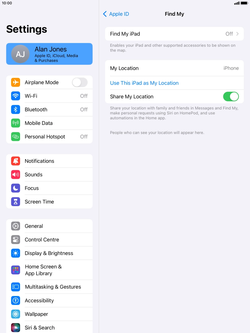 Press Find My iPad. Press Find My iPad.