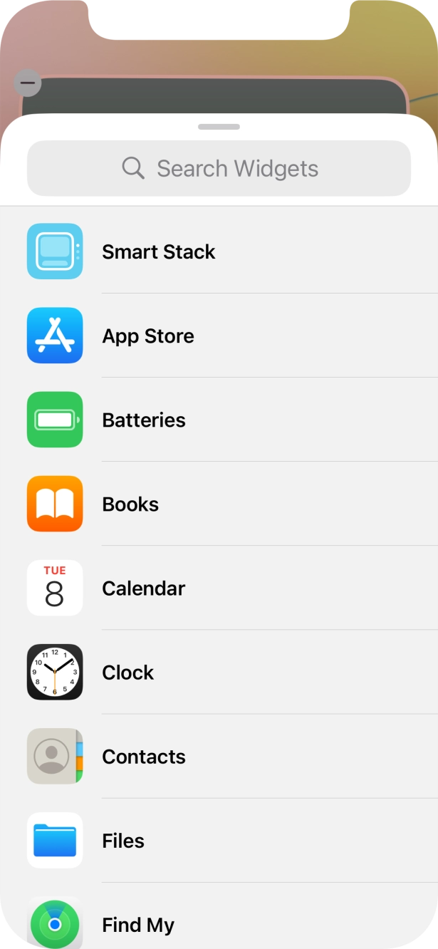 Press the required widget. Press the required widget.