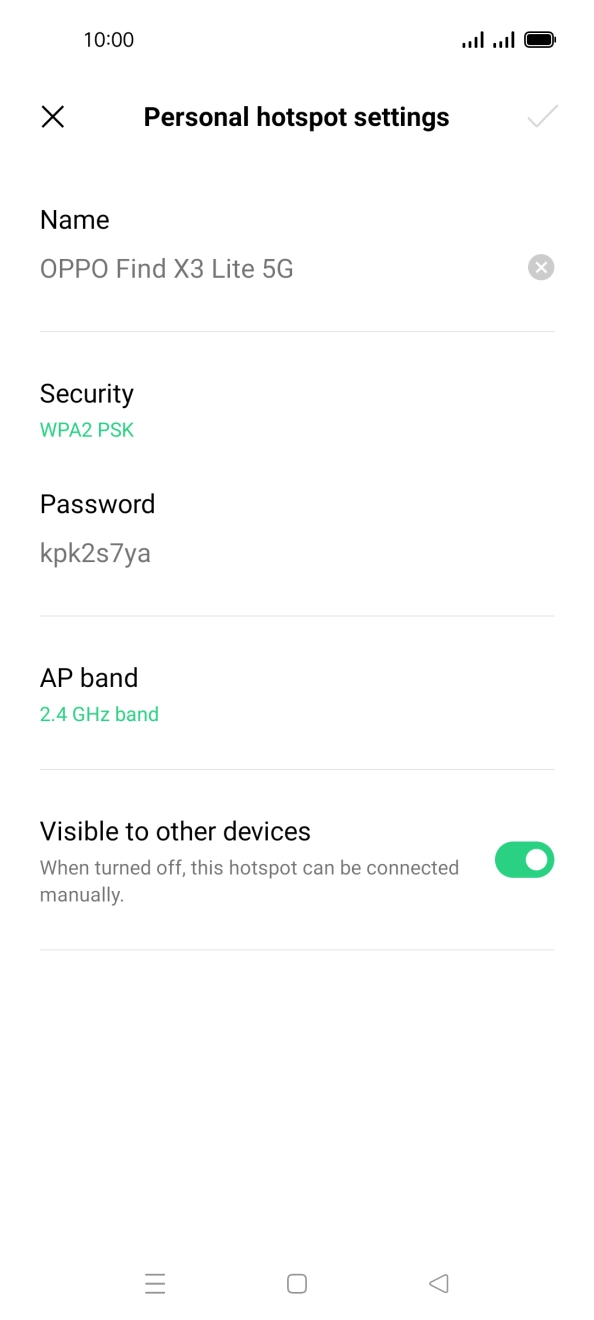 Press Name and key in the required name for the WiFi hotspot. Press Name and key in the required name for the WiFi hotspot.