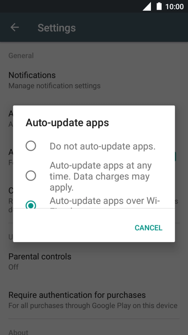 To turn off automatic update of apps, press Do not auto-update apps.. To turn off automatic update of apps, press Do not auto-update apps..
