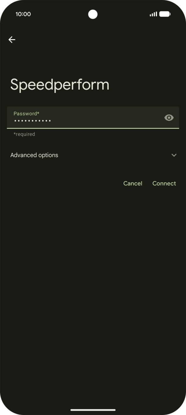 Key in the password for the WiFi network and press Connect.