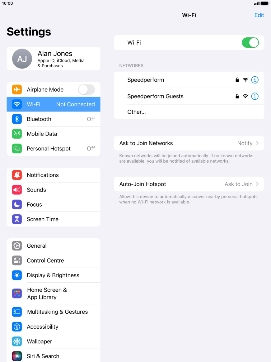 Press the required WiFi network and key in the password for the WiFi network.
