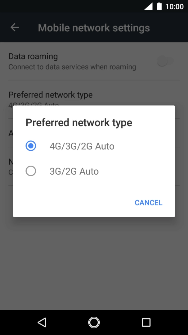 Press the required network mode. Press the required network mode.