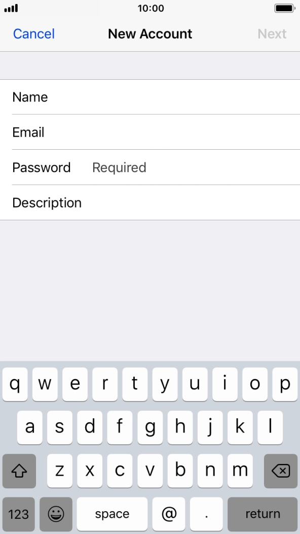 Press Password and key in the password for your email account. Press Password and key in the password for your email account.