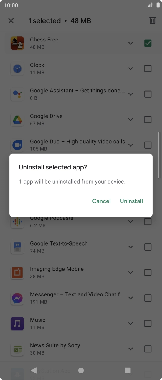 Press Uninstall.
