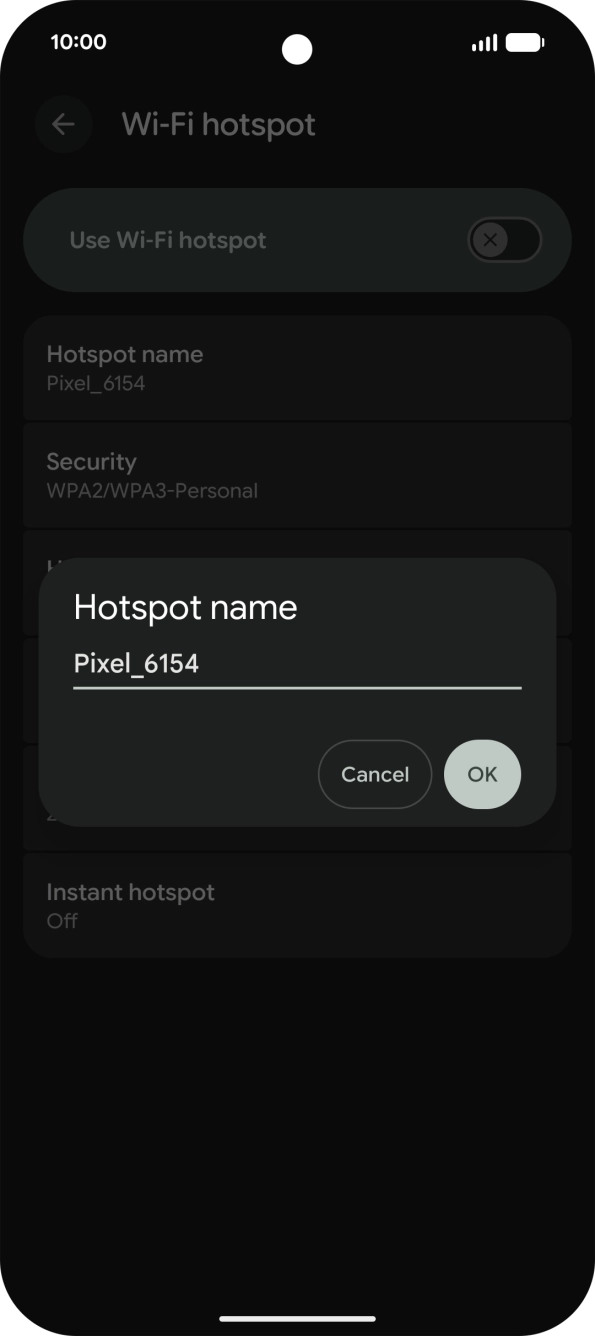 Key in the required WiFi hotspot name and press OK. Key in the required WiFi hotspot name and press OK.