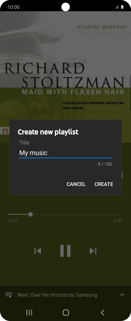 Key in a name for the playlist and press CREATE.