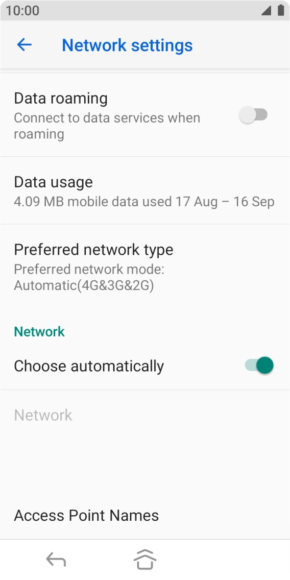 Press the indicator next to 'Choose automatically' to turn off the function and wait while your phone searches for networks. Press the indicator next to 'Choose automatically' to turn off the function and wait while your phone searches for networks.