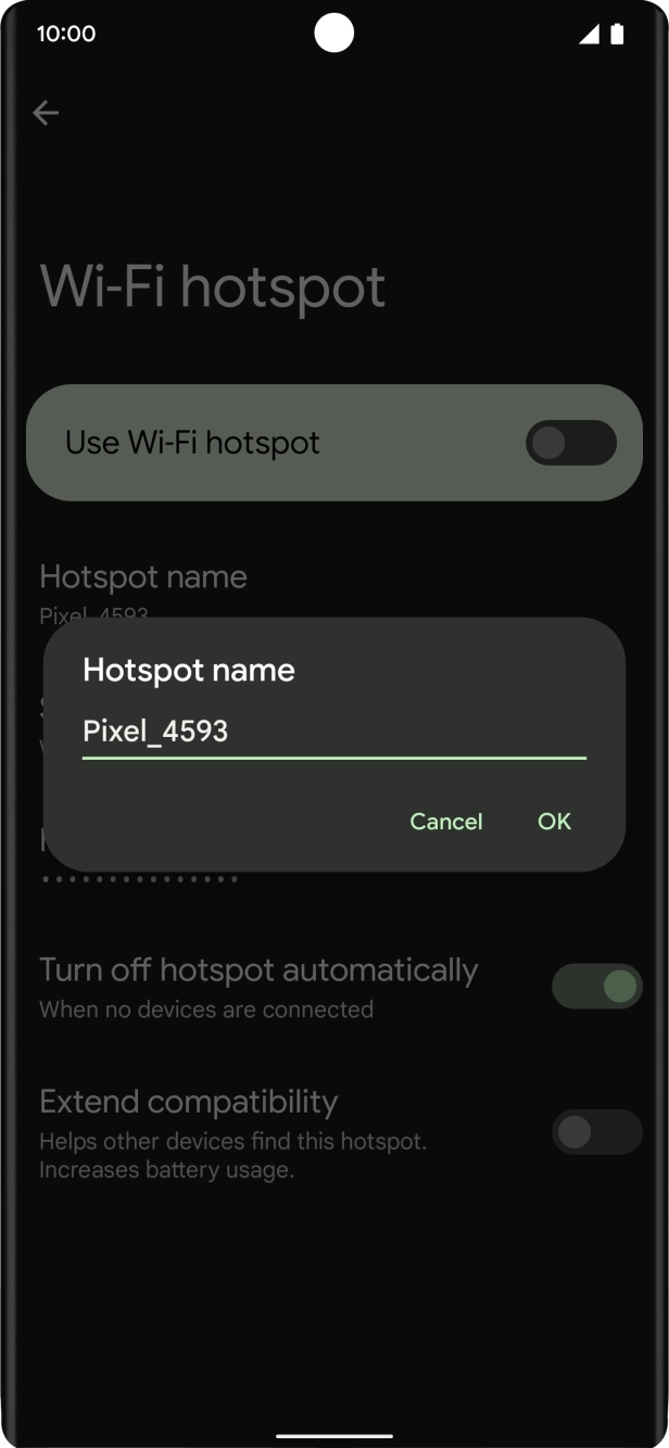 Key in the required WiFi hotspot name and press OK.