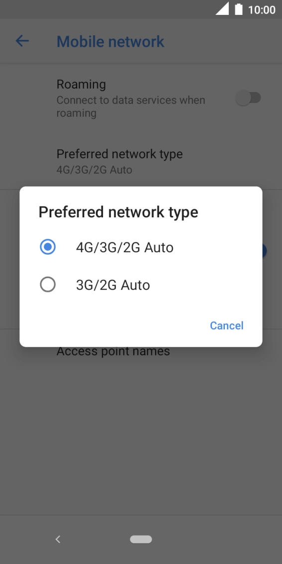 Press the required network mode. Press the required network mode.