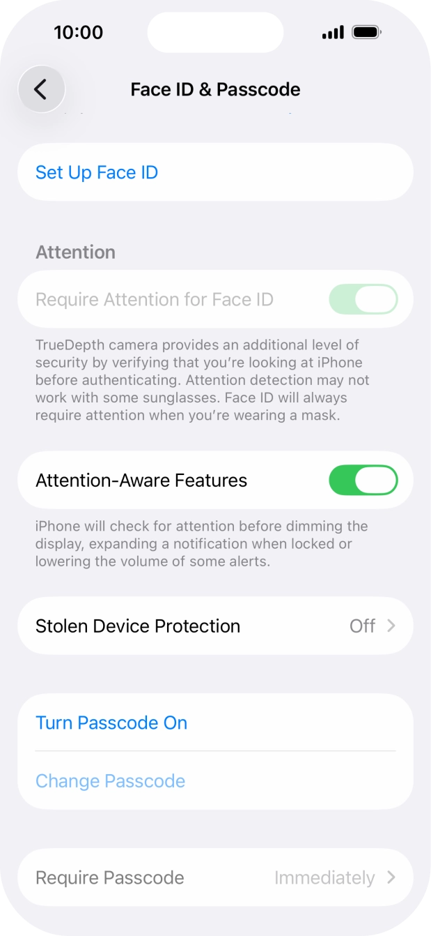 Press Turn Passcode On and key in a lock code of your own choice twice. Press Turn Passcode On and key in a lock code of your own choice twice.