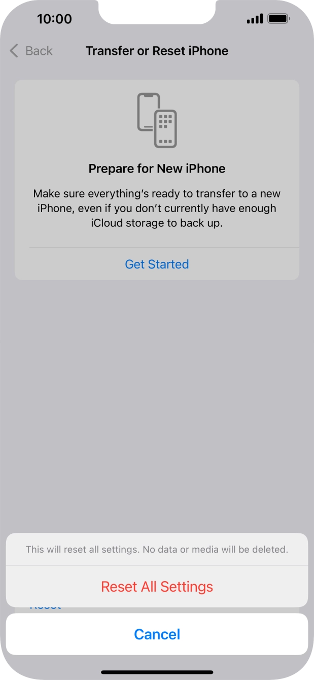Press Reset All Settings.