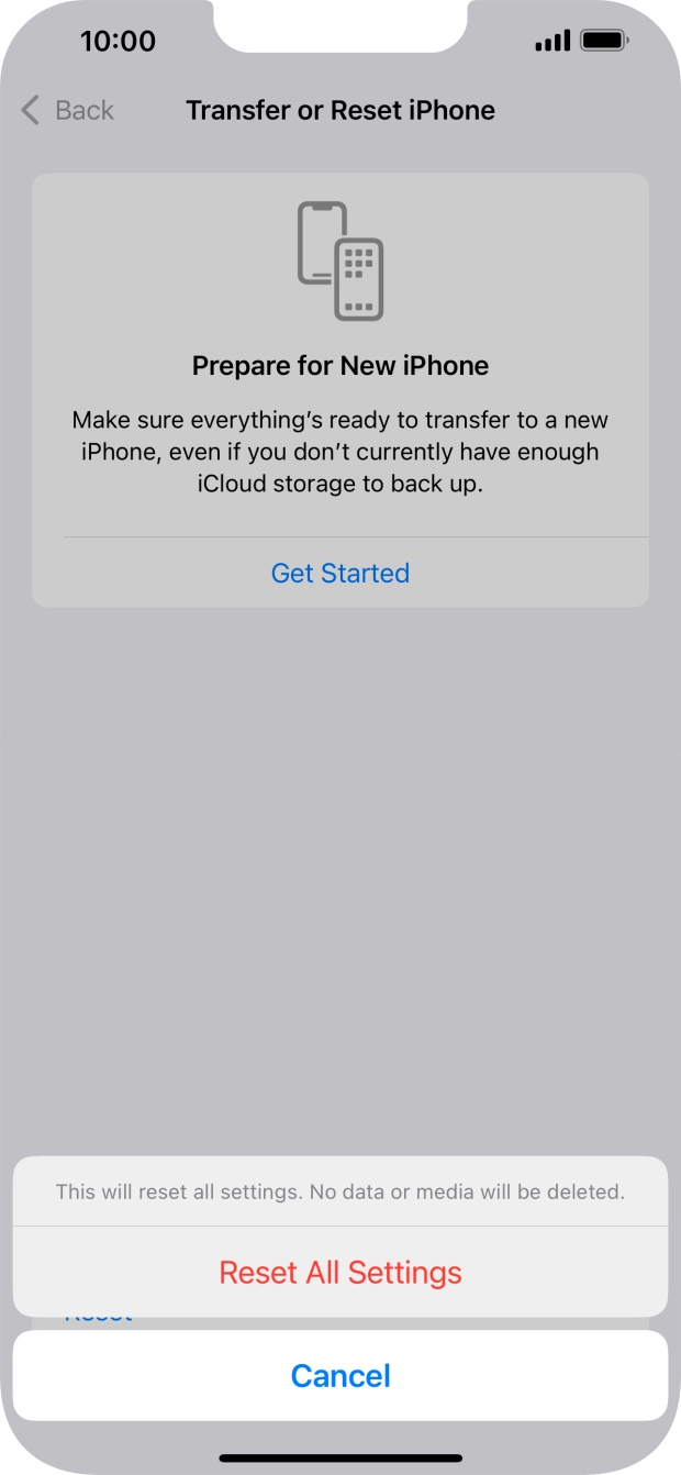 Press Reset All Settings.