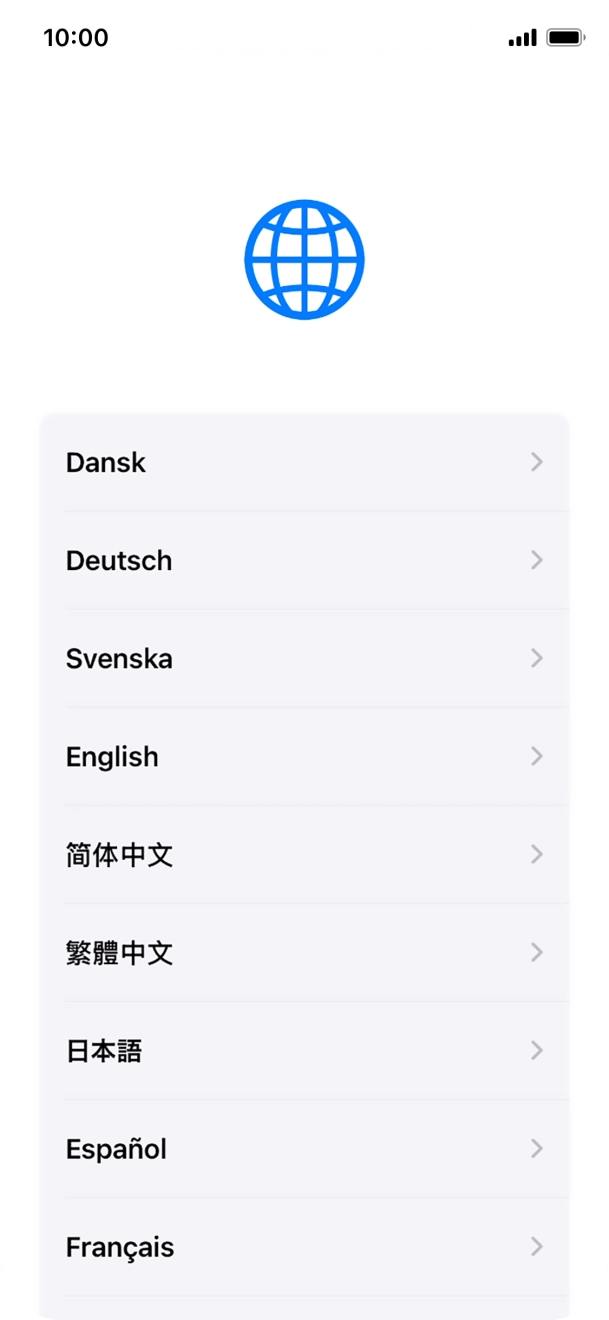 Press the required language. Press the required language.