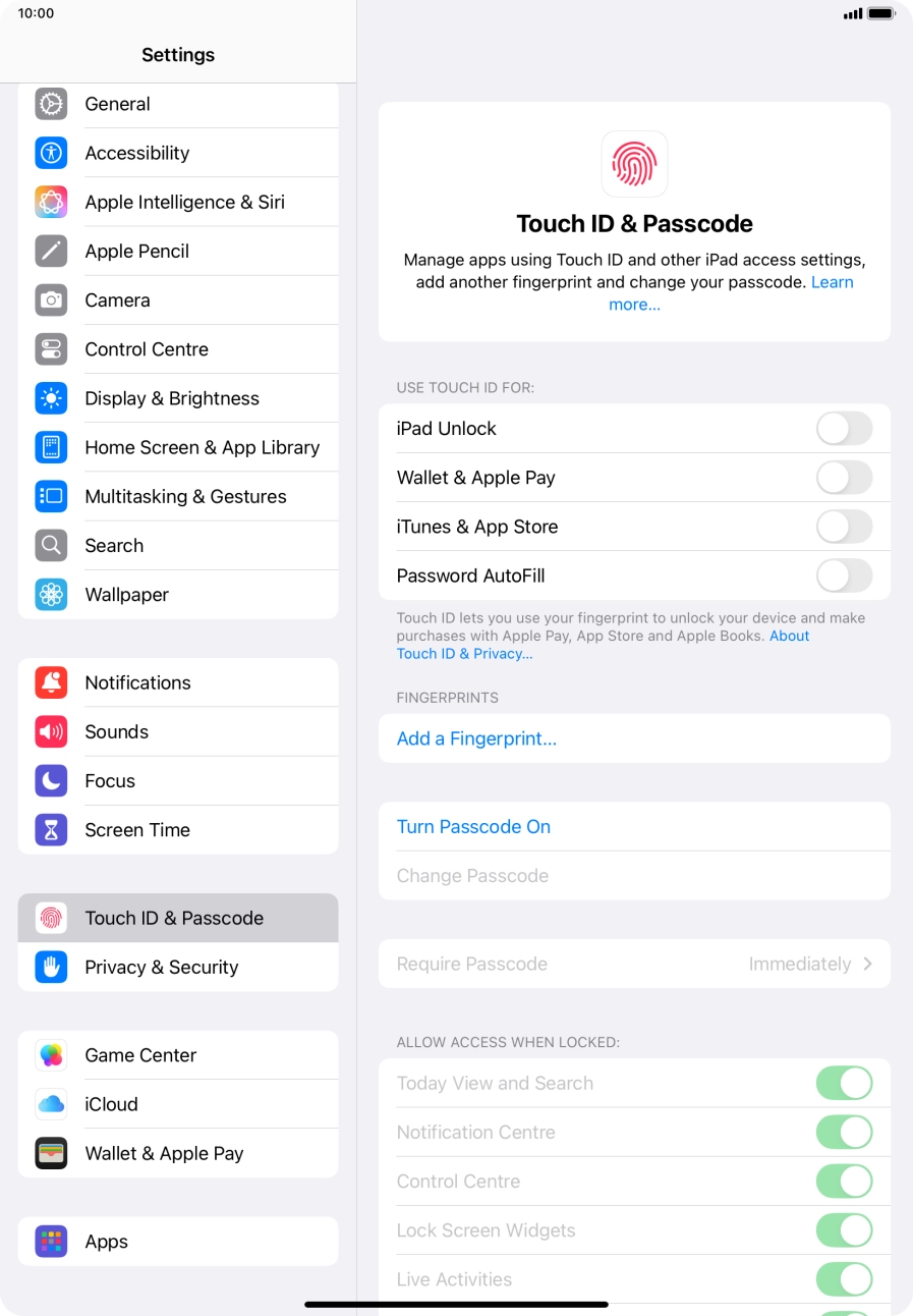 Press Turn Passcode On and key in a lock code of your own choice twice. Press Turn Passcode On and key in a lock code of your own choice twice.