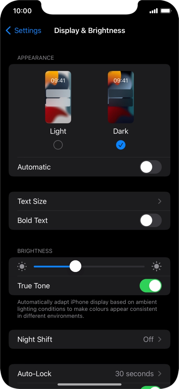 Press the indicator next to 'Automatic' to turn the function on or off. Press the indicator next to 'Automatic' to turn the function on or off.