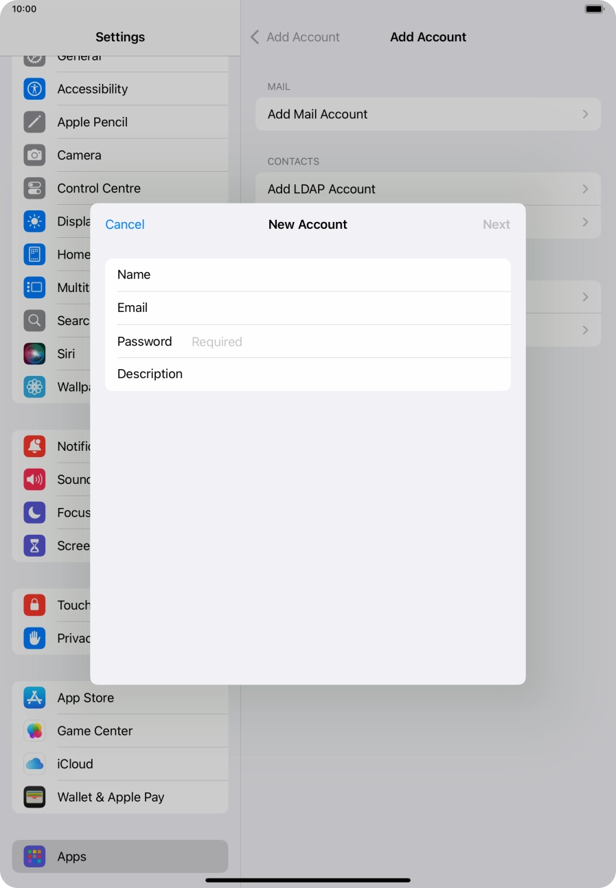 Press Password and key in the password for your email account. Press Password and key in the password for your email account.