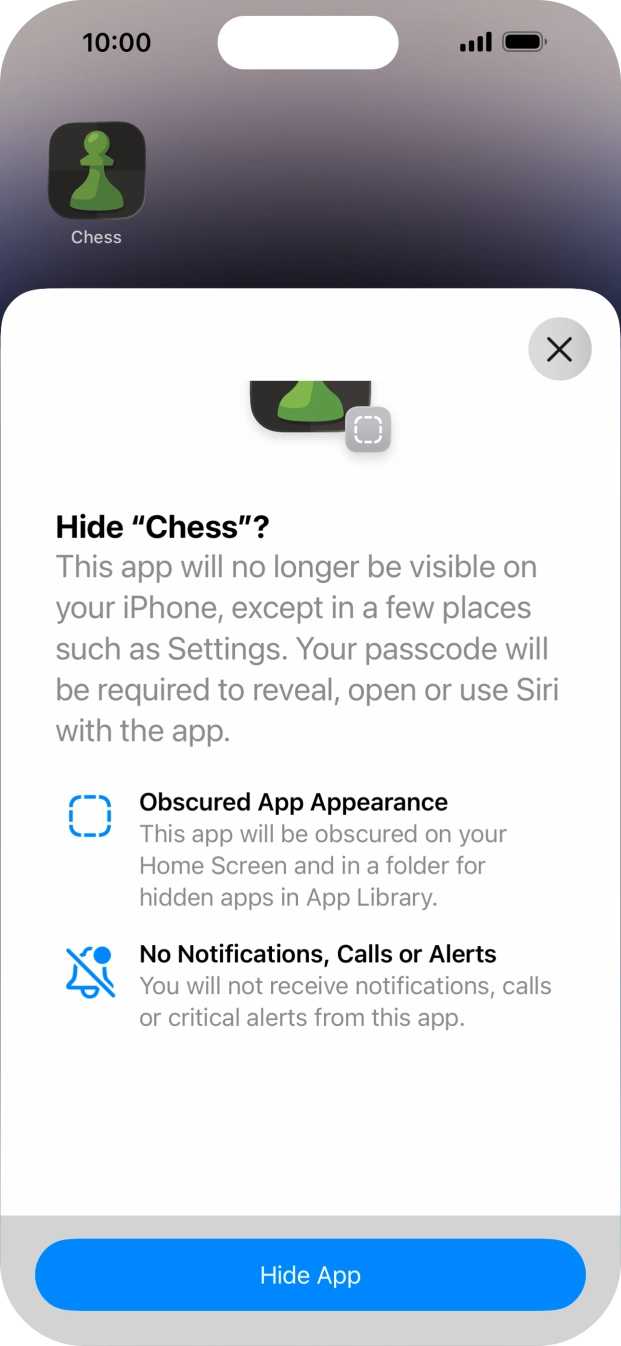 Press Hide App.
