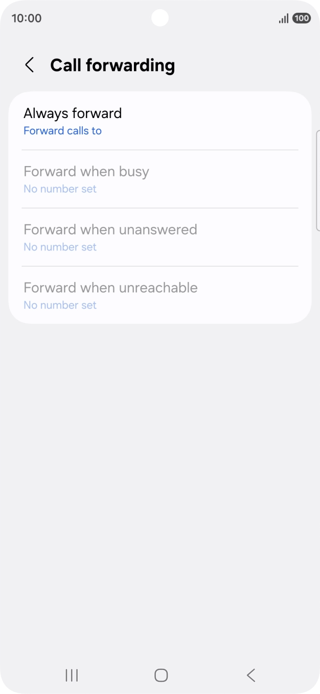 Press the required divert type. Press the required divert type.