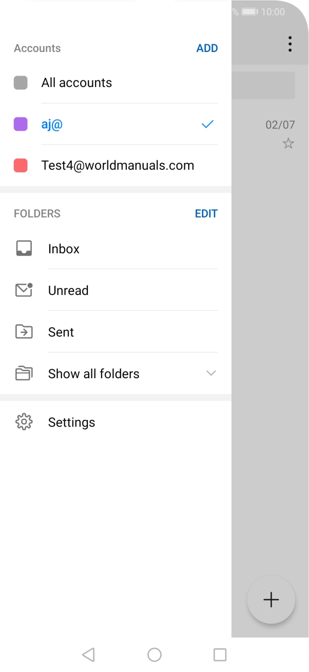 Press the required email account.