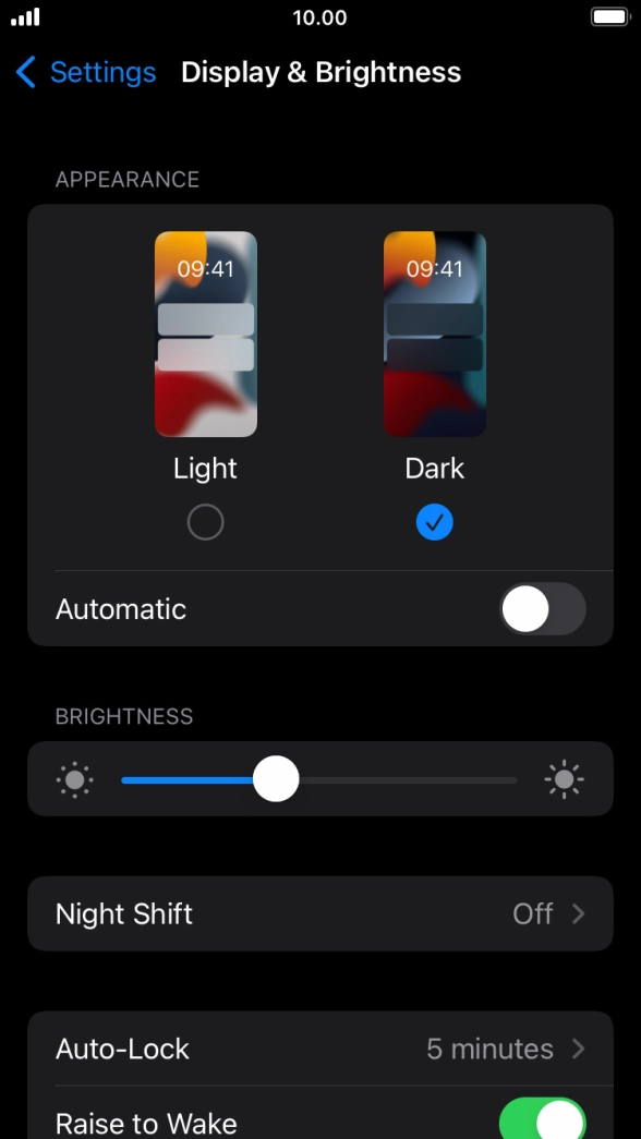 Press the indicator next to 'Automatic' to turn the function on or off. Press the indicator next to 'Automatic' to turn the function on or off.