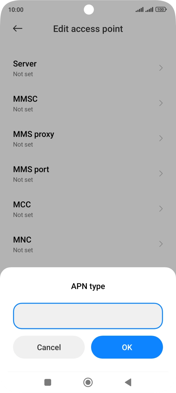 Key in default and press OK. Key in default and press OK.
