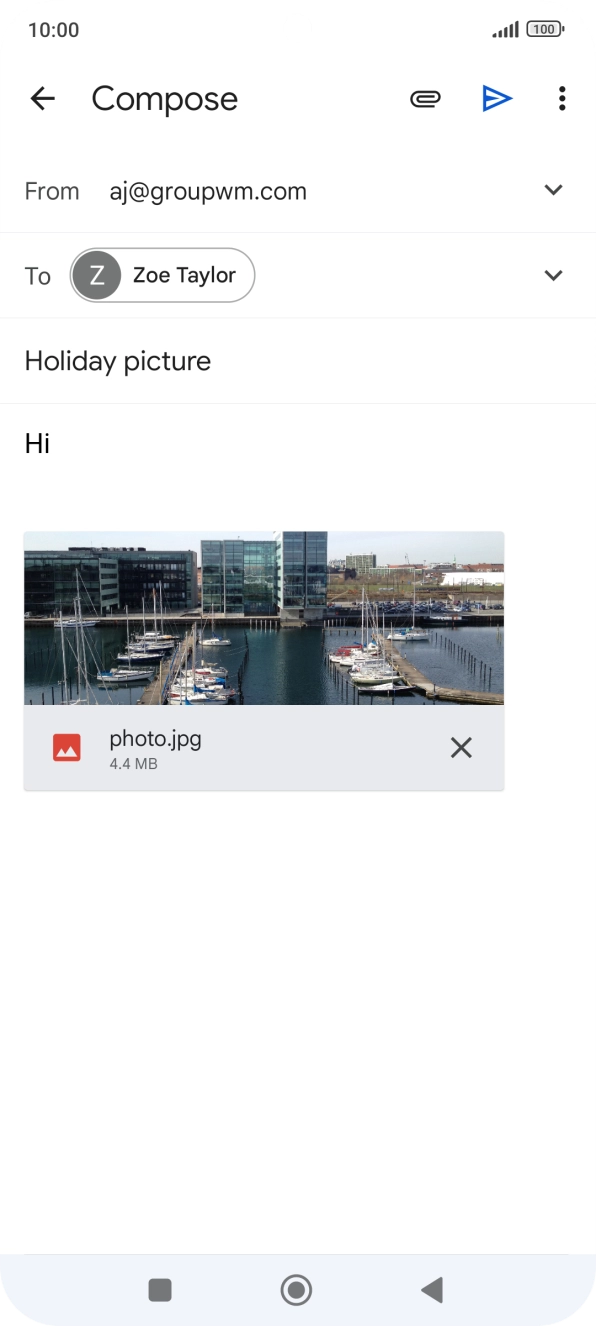 Press the send icon when you've finished your email.