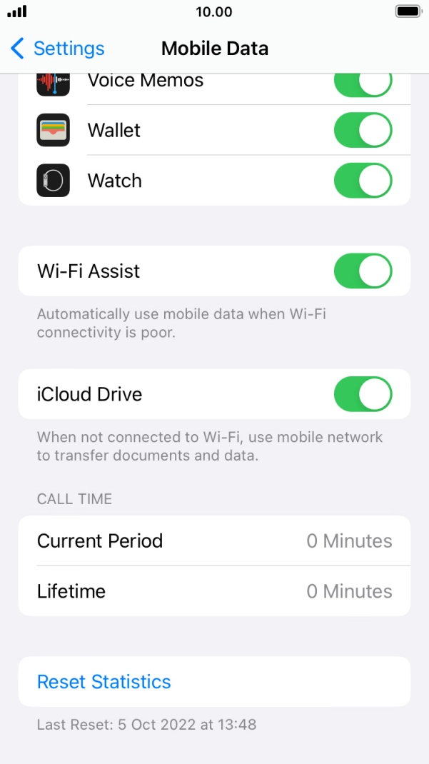 Press the indicator next to 'Wi-Fi Assist' to turn the function on or off.
