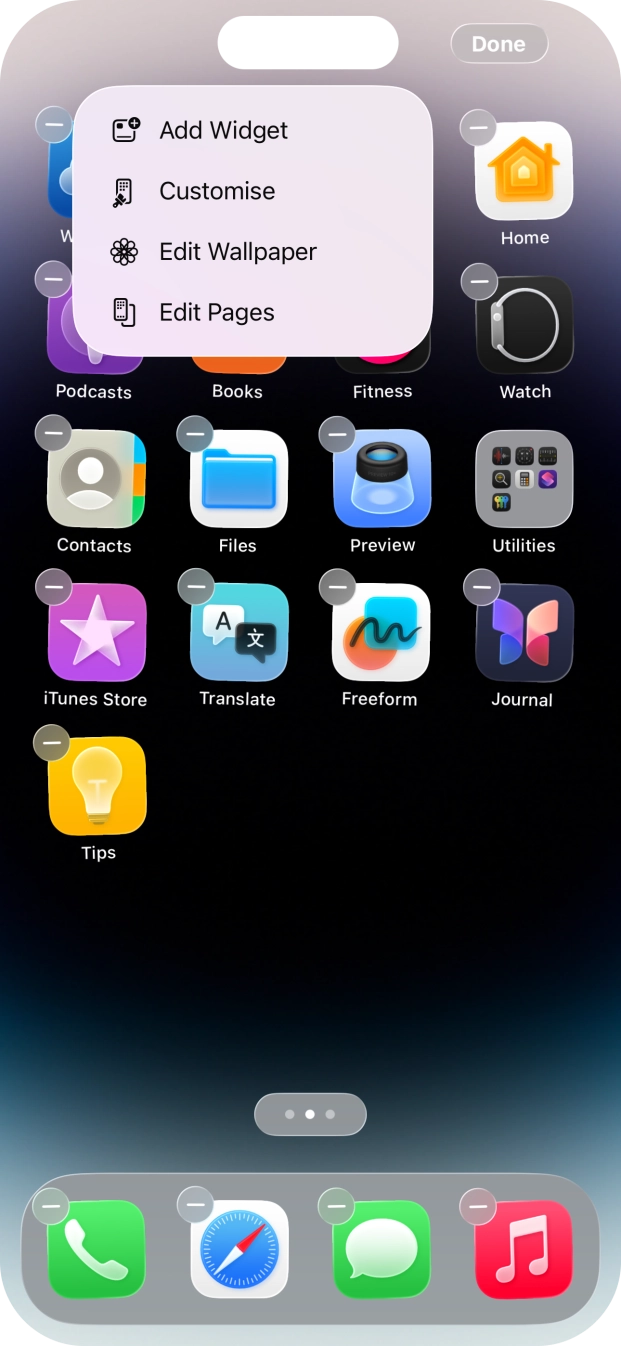 Press Customise.