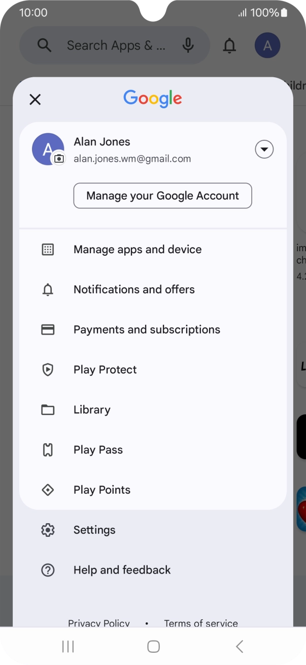 Press Manage apps and device.