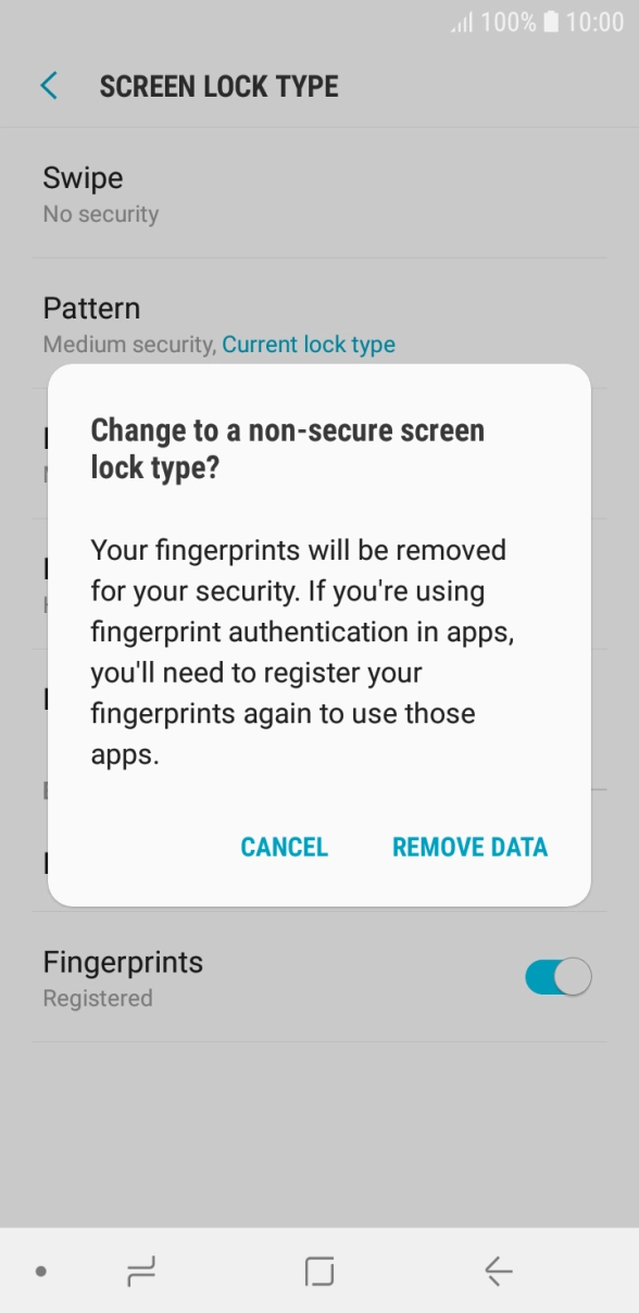 Press REMOVE DATA.