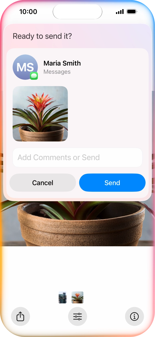 Ask Siri to share the screen content with your contacts. Ask Siri to share the screen content with your contacts.